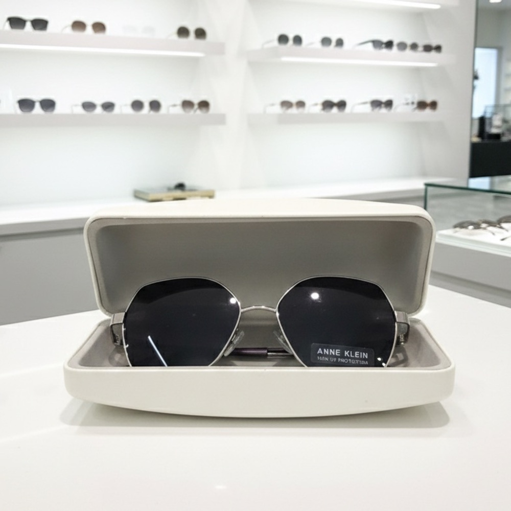 Anne Klein Gray Hexagonal Sunglasses| NWOT